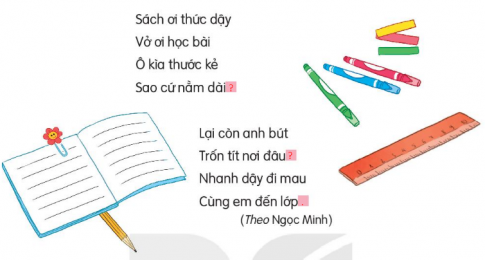 Chọn từ chỉ đặc điểm của mỗi đồ dùng học tập trong hình